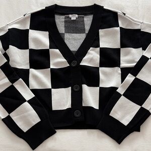 Garage Monochrome Checkered Cardigan